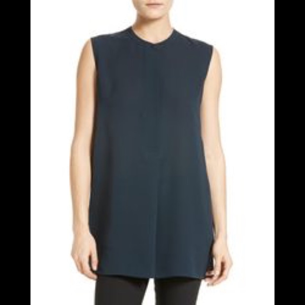 Vince Sleeveless Silk Tunic in Ocean XS